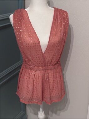 Free People Coral Camisole with Gold Foil Stars